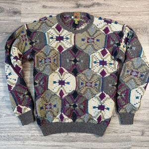 Vintage Boston Traders Wool Sweater Cosby Biggie Hip Hop 90s Men's Size XLT